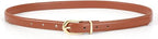 Women's Skinny Faux Leather Belt with Gold or Silver Buckle