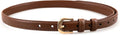 Women's Skinny Leather Belt with Gold Buckle | Thin Waist Belt