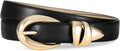 Women's Black Faux Leather Belt with Gold Buckle