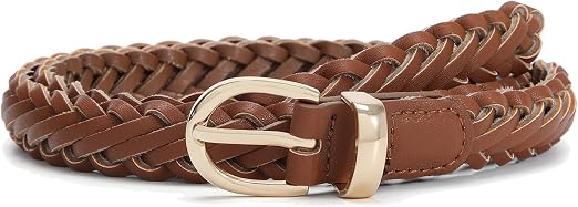 Women's Skinny Braided Faux Leather Belt | Adjustable