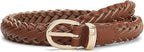 Women's Skinny Braided Faux Leather Belt | Adjustable
