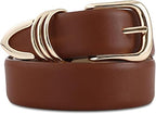 Women's Brown Belt with Gold Buckle | Fashion Waist Belt