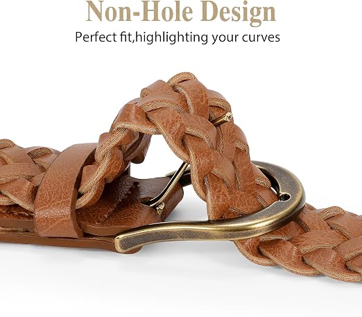 Women's Braided Faux Leather Belt | Adjustable Skinny Belt