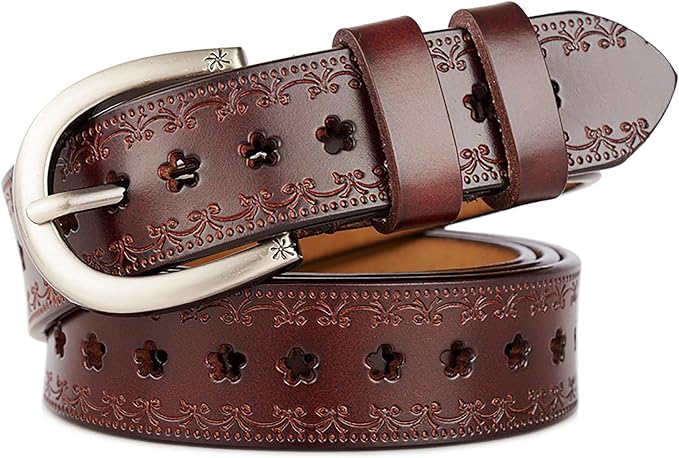 Women's Hollow Flower Leather Belt | Adjustable Waist Belt