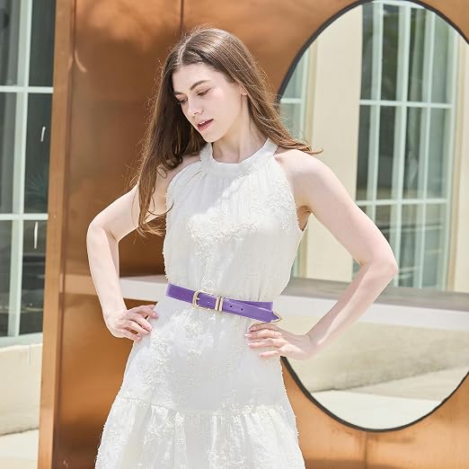 Women's PU Leather Belt with Gold Buckle | Fashion Belt