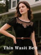 Women's Skinny Leather Belt with Gold Buckle | Thin Waist Belt