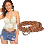 Women's Braided Faux Leather Belt | Adjustable Skinny Belt