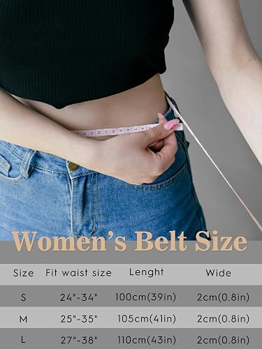 Women's Skinny Leather Belt with Gold Buckle | Thin Waist Belt