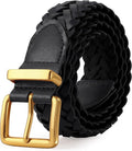 Women's Braided Woven Belt with Gold Buckle | Adjustable