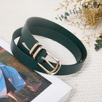 Women's PU Leather Belt with Gold Buckle | Fashion Waist Belt