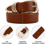 Women's Brown Belt with Gold Buckle | Fashion Waist Belt